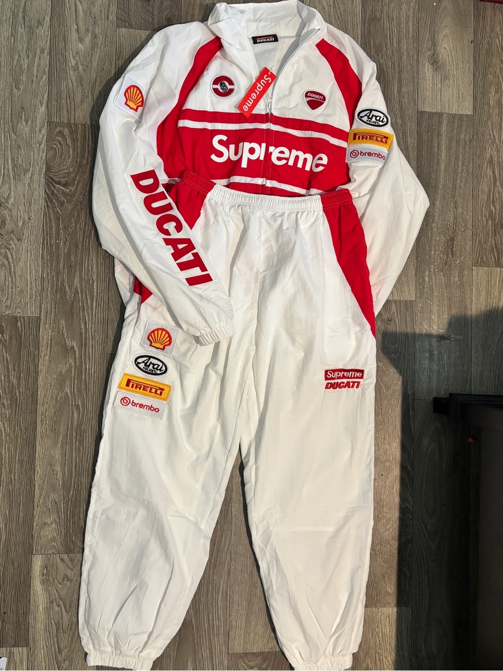 Supreme White and Red Racing Ducati Track Suit